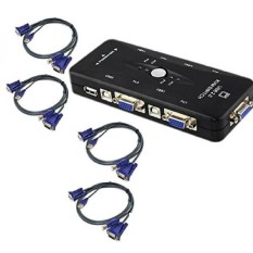 REDGO 4 Port 2.0 USB KVM Switch Box + VGA USB Cables for PC Monitor/Keyboard/Mouse Control, Video Monitor VGA/SVGA Mouse Keyboar - intl