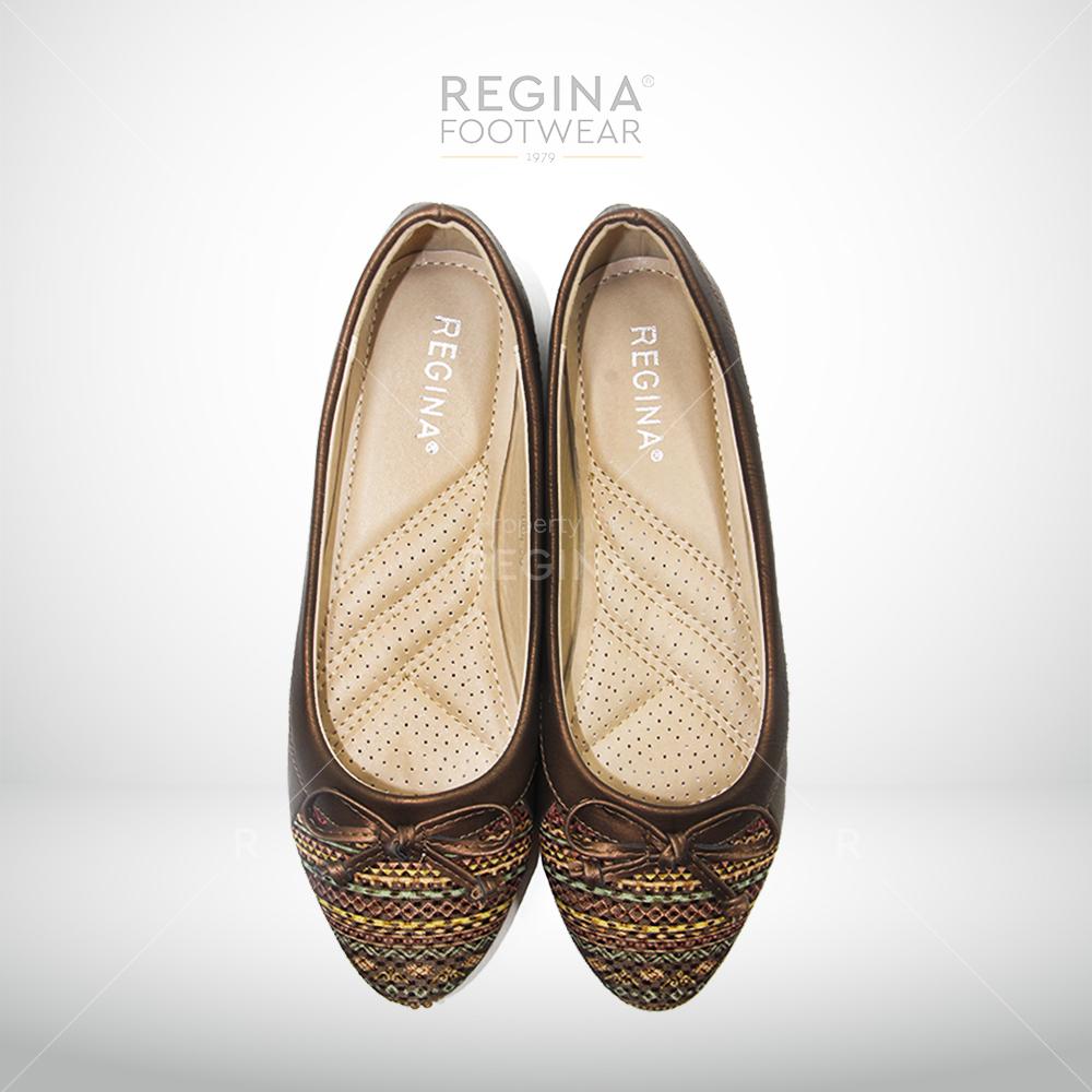 Regina Flat Shoes Motif Batik Pita Besar 1704-604 - Brown Size 36/41