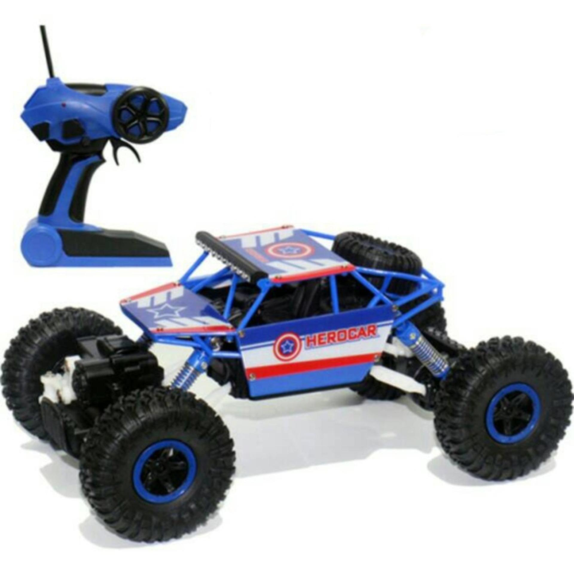 Remote Control Car 4WD Rock Crawler Super Hero Theme Car Off-Road Captain America - Blue