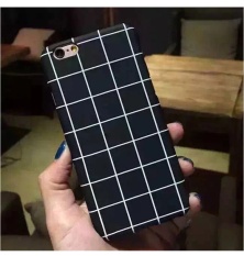 Retro Hitam Putih Grid Case untuk IPhone 8 PLUS Case Kasus Telepon Fashion Sederhana Mate Keras Sampul Belakang-Intl