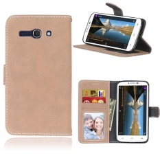 Retro Frosted PU Kulit Flip Case untuk Alcatel One Touch POP C9 (Beige)-Intl
