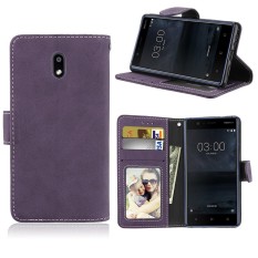 Retro Beku PU Kulit Lipat Magnet Dompet Dudukan Slot Kartu Pelindung Case Sarung untuk Nokia 3 (Hitam) -Internasional