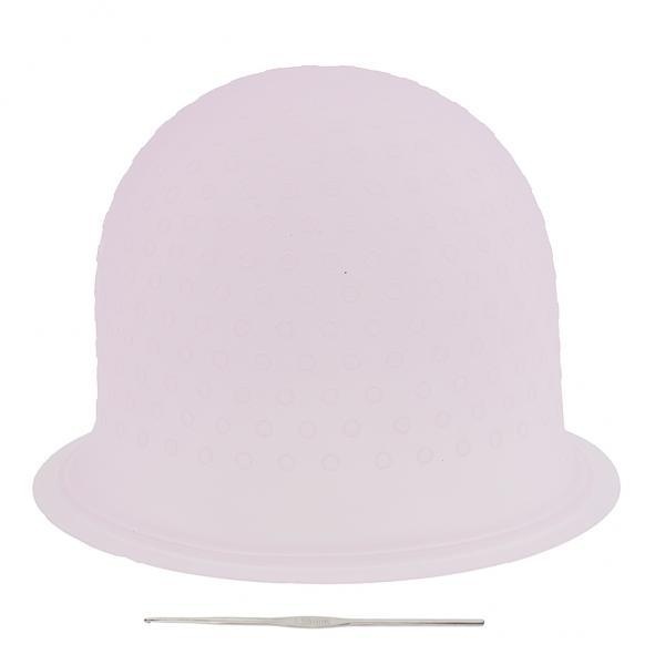 Reusable Salon Menyoroti Pewarna Rambut Mewarnai Frosting Cap + Metal Hook Merah Muda Magideal-Intl