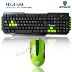 Rexus KM8 Keyboard Mouse Wireless - Hitam/Hijau