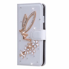 Berlian Buatan Case Sarung Dompet Gaya Penyangga PU Kulit Case untuk Alcatel U5 HD Coque Lipat Sarung 5.0 Inch-Internasional