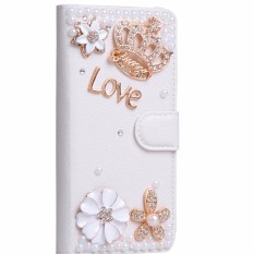 Berlian Buatan Lipat PU Kulit Silikon Lembut Sampul Belakang untuk Samsung C9 Pro Case-Internasional