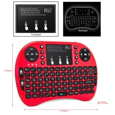 RII Mini I8 + Merah Mini Gaming Keyboard dengan Backlight untuk Gaming Amazon Fire TV Raspberry Pi PC-Intl