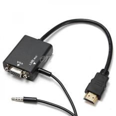 Rimas COD Kabel Adapter HDMI ke VGA Female Dengan Port Audio - HD008 - Black/Hitam - Cable Output Suara Adaptor Penghubung Data Perangkat Komputer Proyektor Berkualitas - FREE ONGKIR