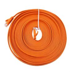 RJ45 CAT6 Ethernet Kabel Jaringan LAN Kabel Datar UTP Patch Router Kabel 1000 M (Orange 15 Meter)-Intl