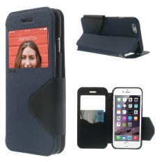 Roar Korea Noble View Jendela Penutup Berbahan Kulit dengan Dudukan dan Slot Kartu untuk iPhone 6/6 S (Biru)