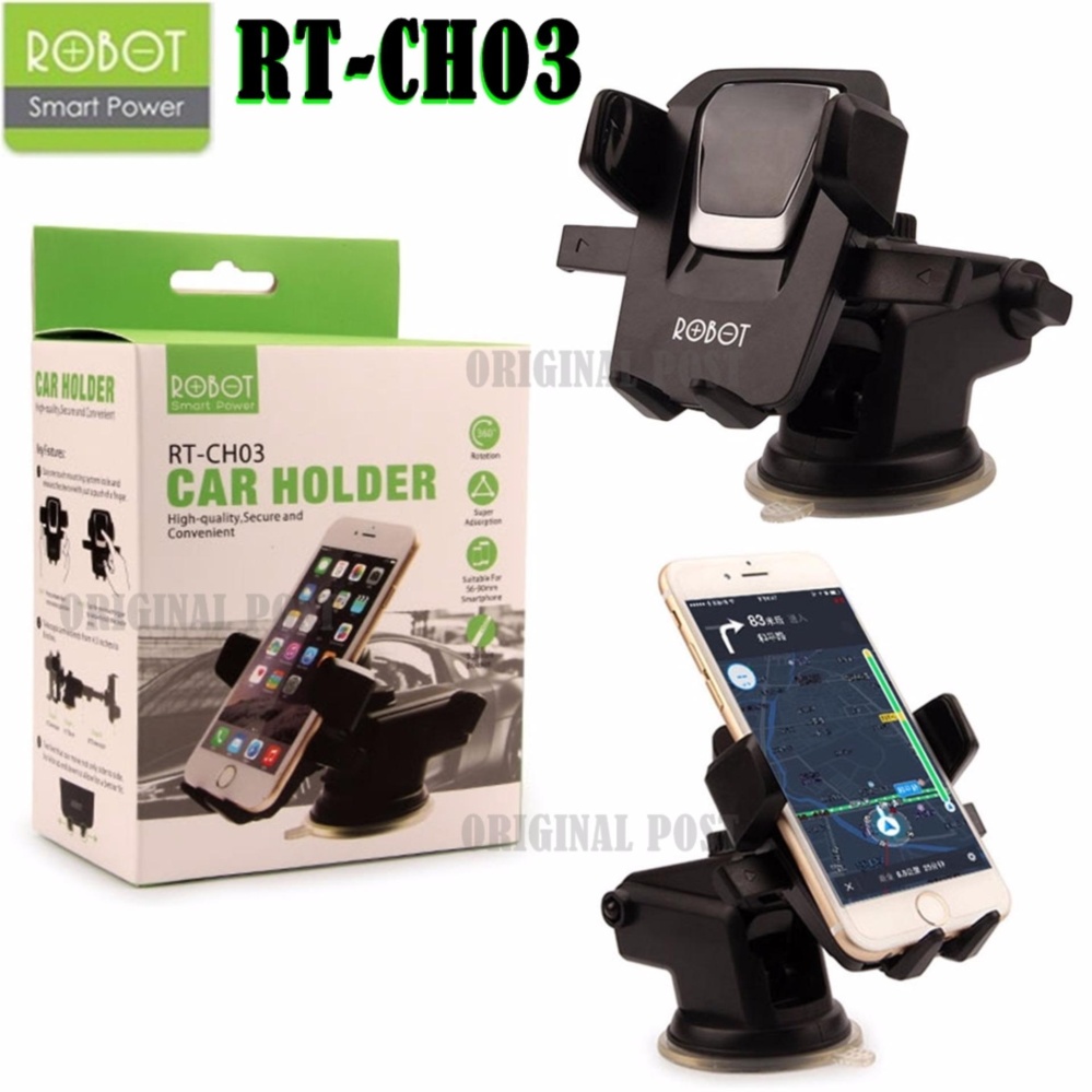 ROBOT Car Holder RT-CH03 High-quality,Secure And Convenient 360derajat Rotation - BLACK