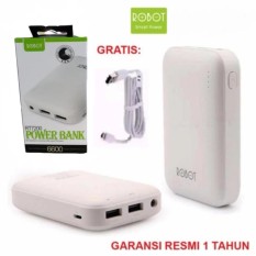 Robot Power Bank RT7200 6600mAh By Vivan Dual Output - Putih