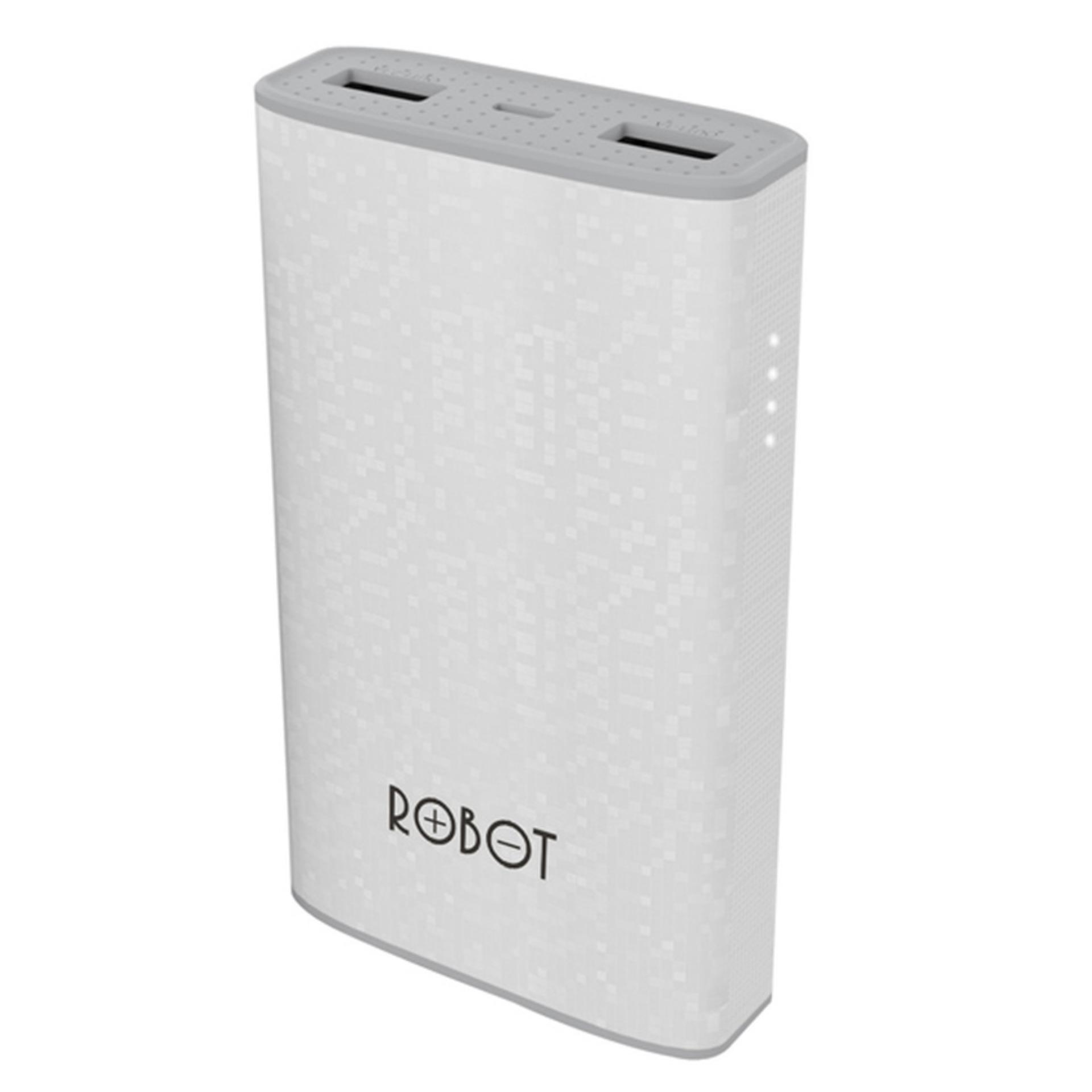 Robot RT7100 6600mAh Power Bank 2 USB Ports White Bergaransi Resmi 1 Tahun