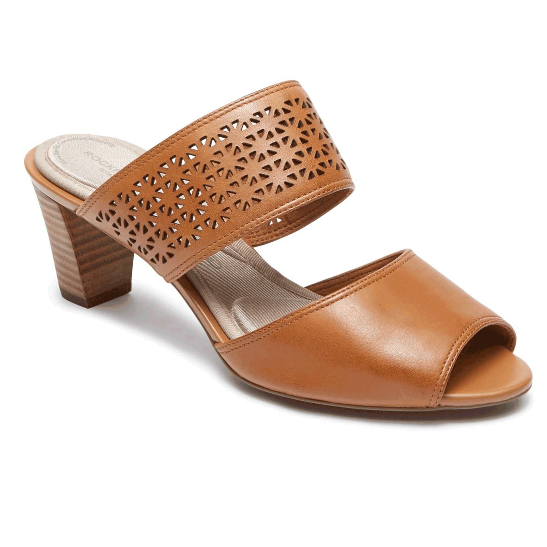 Rockport Audrina Perf 2 Band Alpaca - Sandal Wanita - Tan