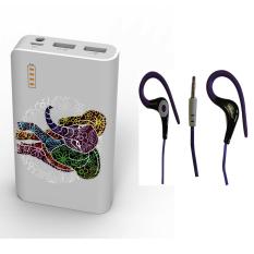 Romoss Power Bank Edisi Batik Gajah 6000 mAh Free Indoku Handsfree 133 Ungu