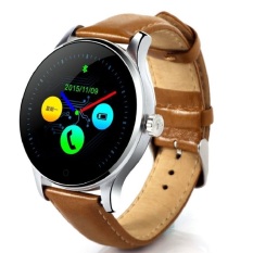 Round Bluetooth Smart Watch K88H Heart Rate Monitor Jam Tangan dengan Remote Camera Clock untuk Android dan IOS Ponsel (Brown)