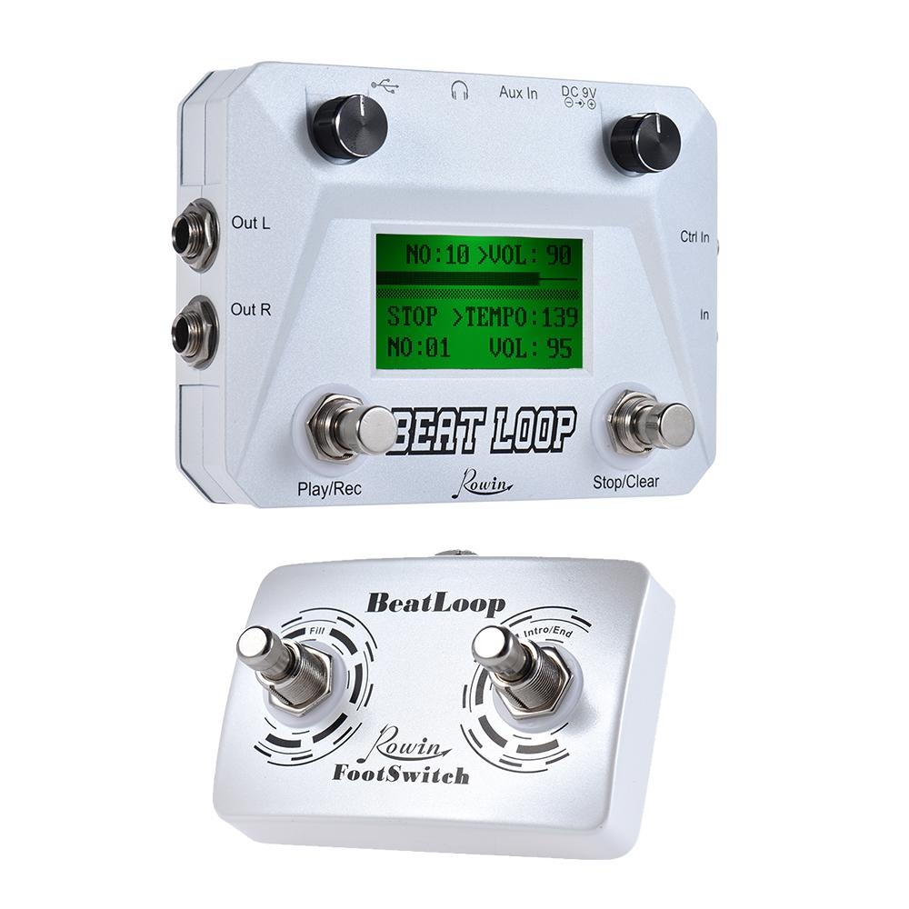 Rowin Beat Putaran Putaran Recording Gitar Efek Pedal Looper & Ganda Footswitch Kaki Sakelar Pedal Maks. 50 Min Waktu Perekaman Dibangun Di-Dalam 40 Suara Drum dengan Pedal Footswitch Mendongkrak LCD Tampilan USB Kabel-Internasional
