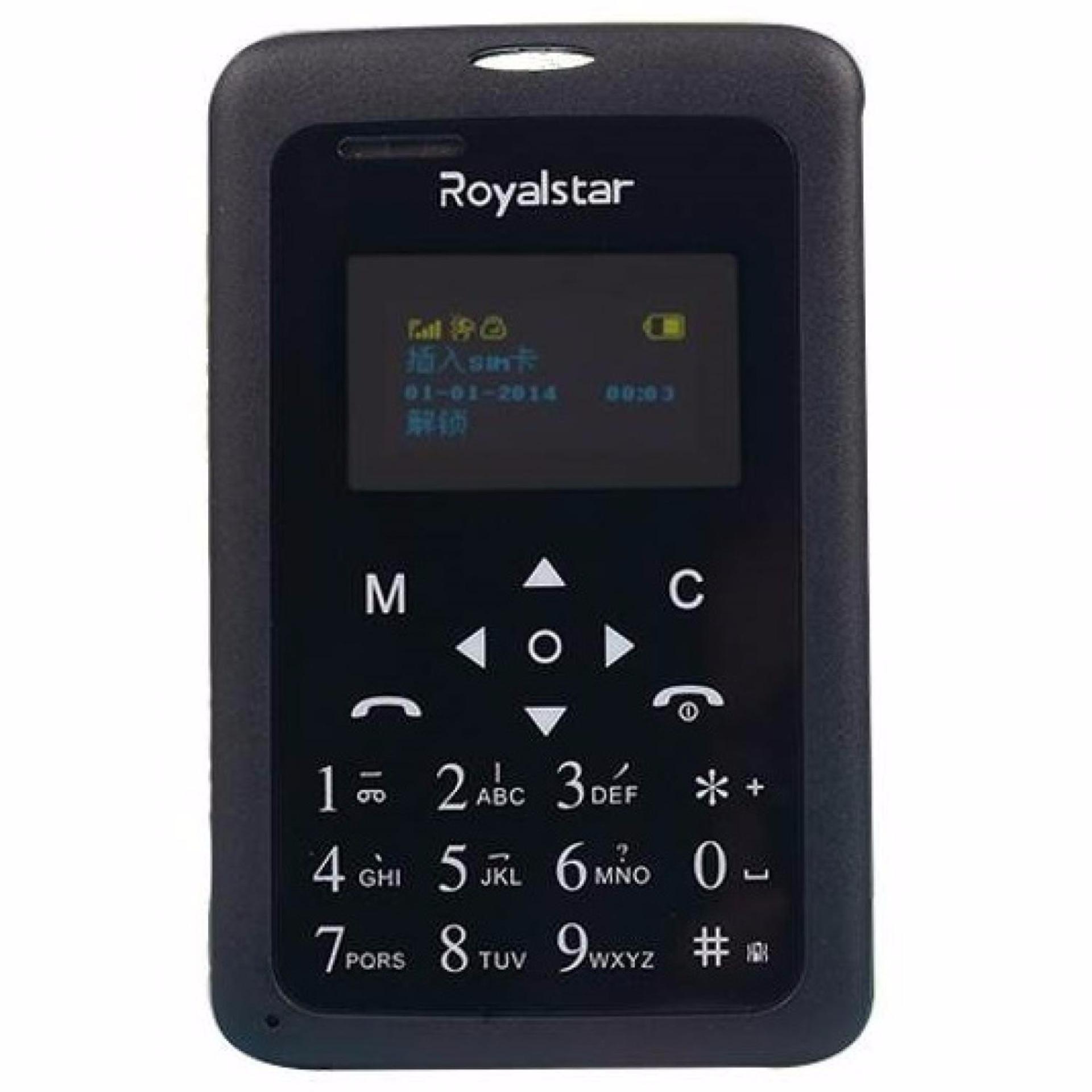 Royalstar Handphone Kartu Kredit Ponsel Hape 8GB Credit Card Size Mobile Phone W102 Fully Function Pocket Mini Kecil Seukuran Kartu ATM Multifungsi Telepon Kalender Kalkulator MP3 FM Radio Voice Recorder Single SIM Card Micro SD