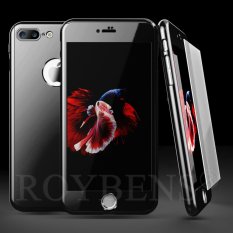 ROYBENS 360 ° Electroplate Mirror Hard Ultra Tipis Case + Tempered Glass Cover untuk IPhone 7 Jet Black-Intl