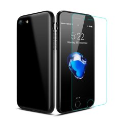 Roybens Tahan Gores Tahan Guncangan PC Hard Back Case Cover + Tempered Glass untuk Apple IPhone 7 Jet Black-Intl