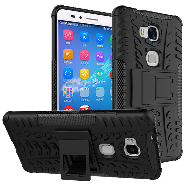 RUGGED ARMOR Huawei Honor 5X GR5 Case Shockproof Casing Cover Softcase Dual Layer Hardcase Stand Mode