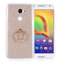 RUILEAN TPU Case untuk Alcatel A3 Fleksibel Soft Gel Cover Mengkilap Kembali dengan Cincin Grip/Stand Pemegang Pink- INTL