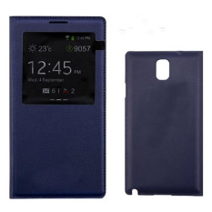 S Lihat Jendela PU Leather Case Flip Cover untuk Samsung Galaxy Note 3 N900 N9000 N9005 (Dark Blue) -Intl