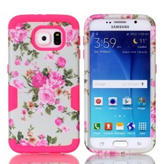 S7 Sarung Case. Samsung Galaksi S7 Case Bunga-bunga Pola Kombo Hybridhigh Dampak Lembut TPU Keras Buah Anti Guncangan Case Sarung untuk Samsung Galaksi S7.Hot merah Muda-Internasional