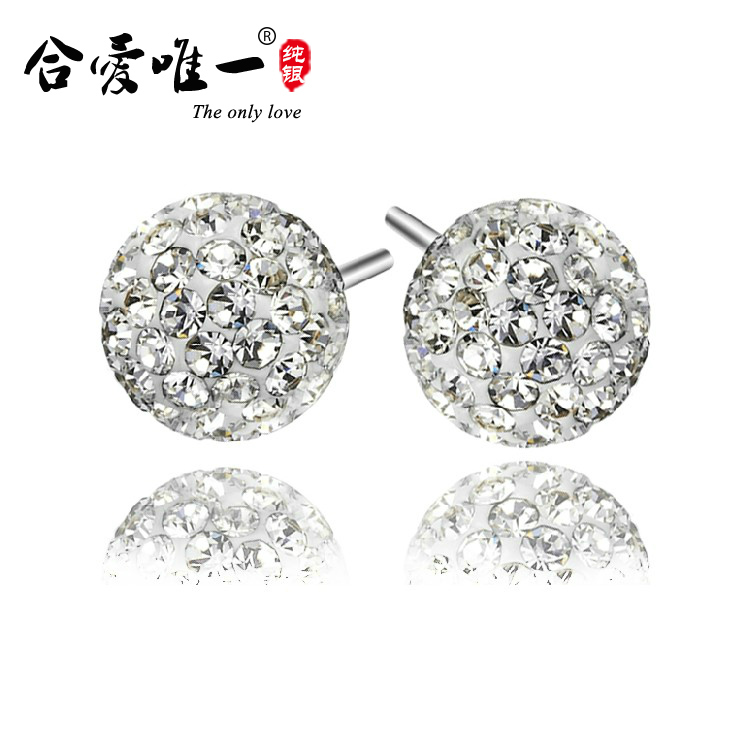 S925 Modis Breath Gypsophila Pria atau Wanita Penuh Berlian Anting Anting-Anting Perak