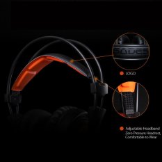 SADES A6 Headphone For Game With USB Mikrofon Stereo Headset Gaming Profesional Di Atas Telinga With Membawa Kebisingan Pembatalan And Efek Suara Indah Musik earphone Hitam With Jeruk For Desktop Laptop Notebook