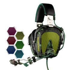 SADES A90 Headset Permainan USB 7.1 Channel Berkabel Headphone dengan Kawat Pengendali + Mikrofon + Warna Mengubah Pernafasan Ringan untuk buah, LAPTOP (Hitam + Hijau Tentara)-Internasional