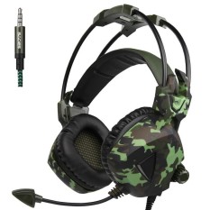 SADES SA-931 Kamuflase Pola PS4 Gaming Headset Stereo Bass Headphone dengan Mikrofon untuk PC Ponsel Laptop Gamer-Intl
