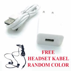 Safe Charger Plus Kabel Data USB for OPPO R5S + Free Headset Kabel - Putih