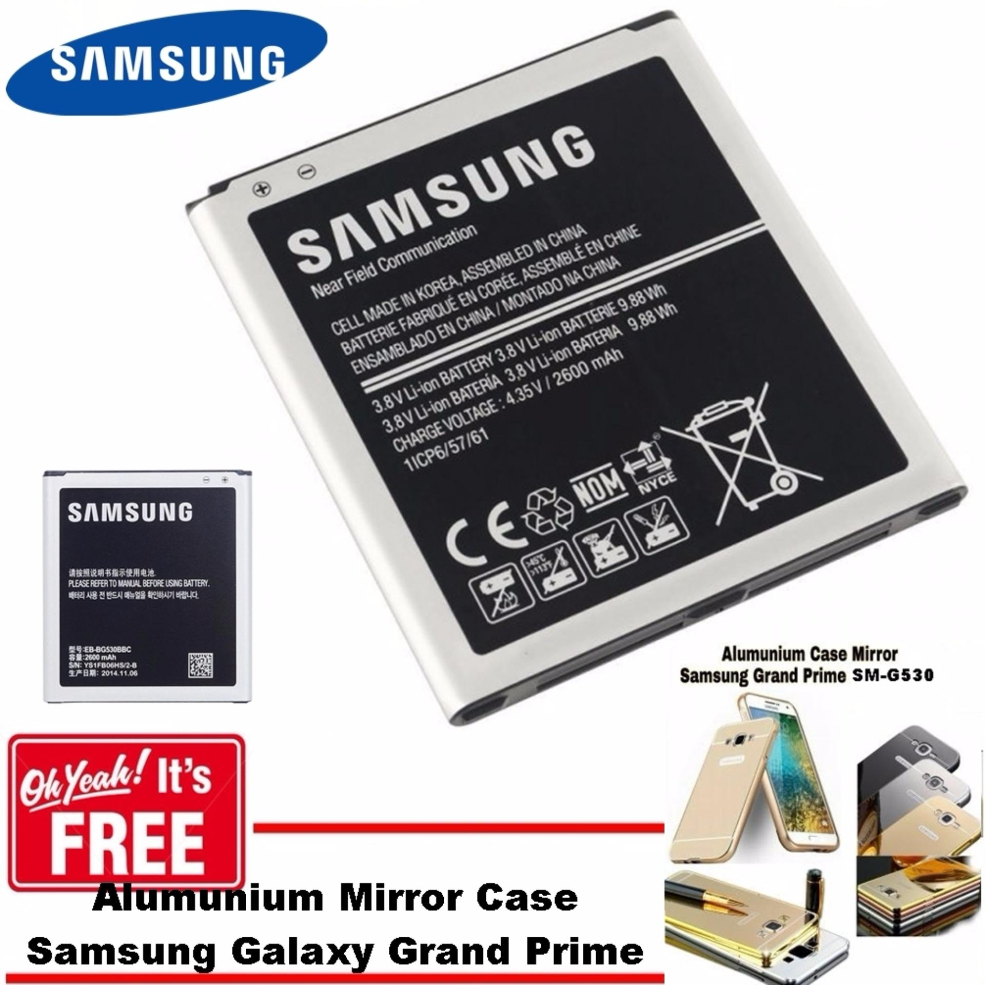 Samsung Baterai Galaxy Grand Prime SM-G530 Lithium Ion Battery + GRATIS Alumunium Mirror Case Grand Prime - Hitam