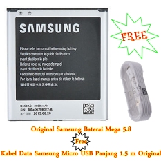 Samsung Baterai Original Galaxy Mega 5.8 GT-I9150/I9152 + Kabel Data Micro USB panjang 1.5 m - Original