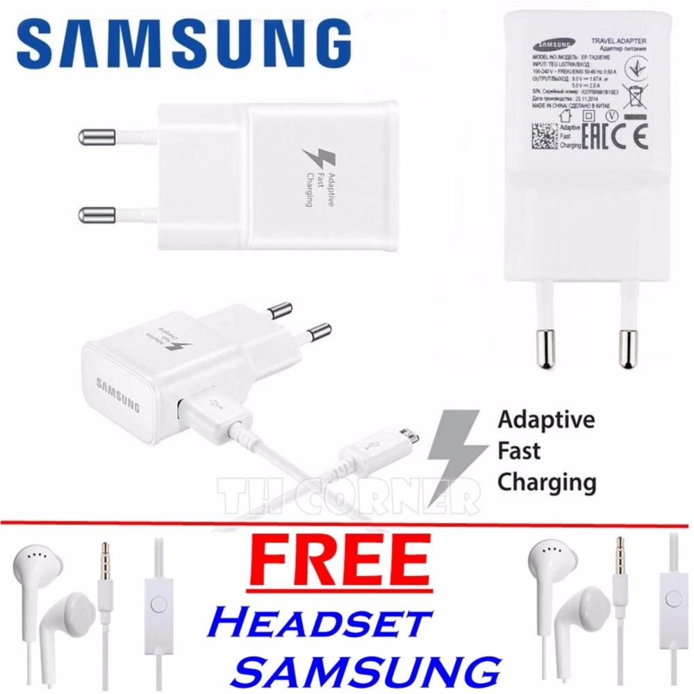 Samsung Fast Charger Tavel Charger 15W for Samsung S6 / S7 / Note 4/5 Original + Free Samsung Headset