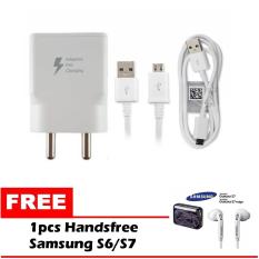 Samsung Fast Charger Tavel Charger 15W for Samsung S6 / S7 / Note 4/5 PUTIH Free Handsfree S6/S7