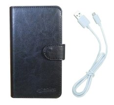 Samsung Galaxy Grand Quattro i8552 Case Book Cover Casing (Hitam) + Gratis 1 x Android USB Data Transfer Cable / Charging Isi daya Kabel