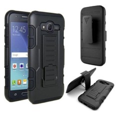 Samsung J7 Prime Armor Hybrid Impact Case Belt Clip Holster Stand Hard Cover - BLACK