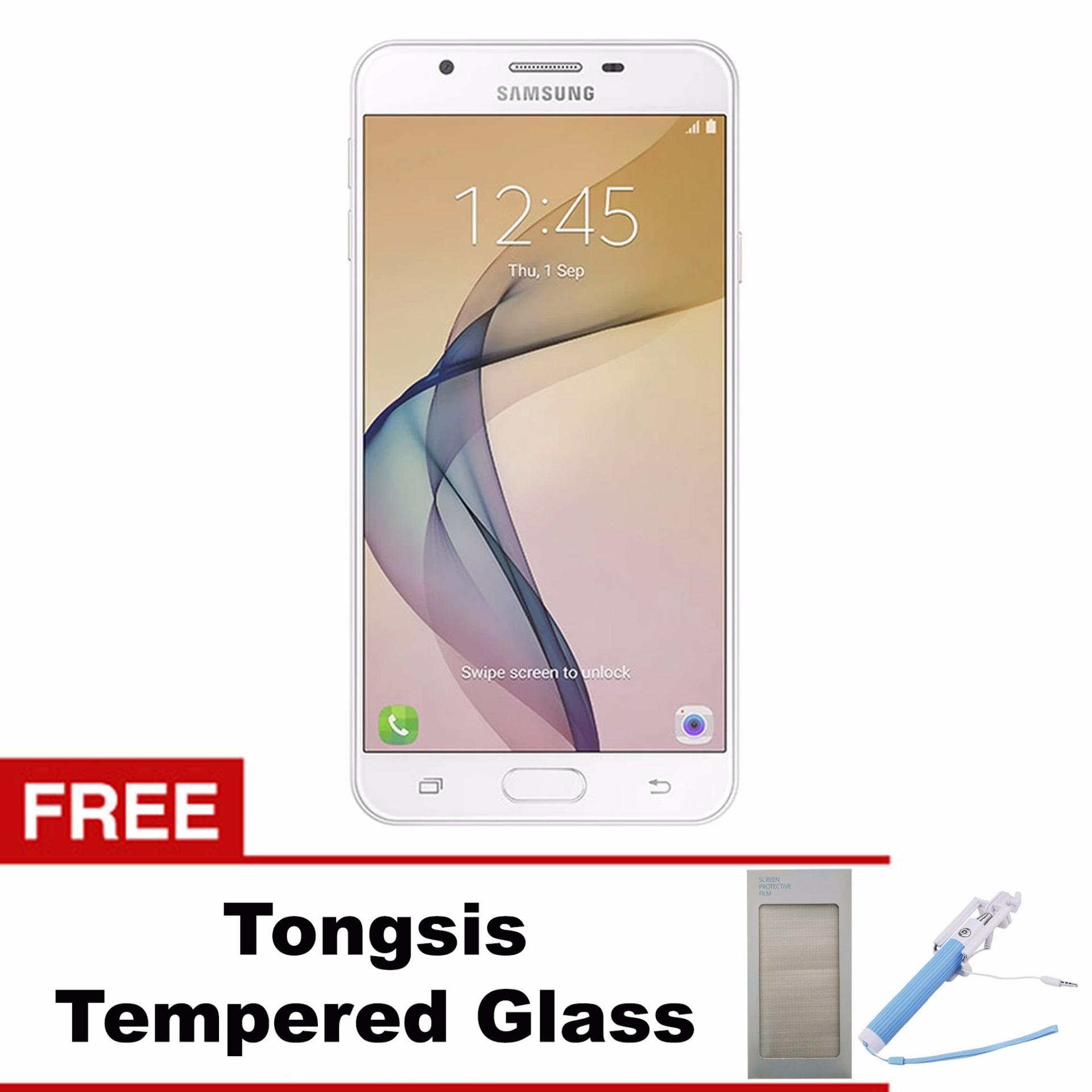 SAMSUNG- J7 PRIME - RAM 3 GB - 4G LTE - White Gold+Free Tongsis & Tempered Glass