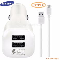 Samsung Official Brand New Charger Mobil Type C Fast Charger 2 Output Car Charger Dual Port USB Type C Original For Samsung S8 / S8 PLUS / Seri A / A7 dan Type Lain nya yang mendukung Fast Charge - Putih