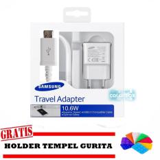 Samsung Original 100% Authentic Travel Charger Samsung Charging for All Samsung dan Type Handphone Lainnya + BONUS FREE Gurita Tempel Holder Warna Random - Putih