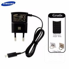 Samsung Travel Charger Micro USB untuk Samsung Galaxy Young, Young 2, V, V Plus, & J1 Original 100% Gratis Holder Gurita Tempel & I Ring Stand