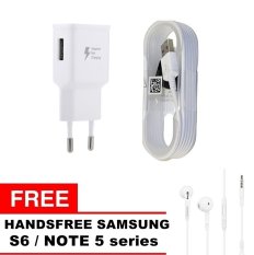 Samsung Travel Charger untuk S6 / Note5 / Note4 - + Gratis Handsfree S6 / Note5 Series