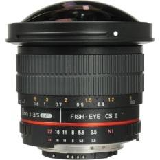 Samyang 8mm f/3.5 UMC CS II Fisheye Lensa with Removable Hood Ring Merah for Nikon - Hitam