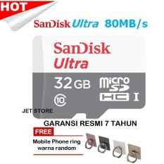 Sandisk Memory Card Micro SDHC Ultra Class10 80MB/s - 32GB + Mobile Phone Iring.