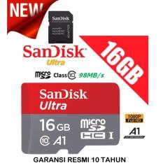 SanDisk Memory Card Ultra microSDHC UHS-I Class 10 A1 16GB (98MB/s) with SD Card Adapter