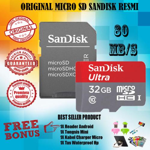 Original Sandisk Ultra Microsdhc 80mbs 32gb Class 10 Uhs 1 