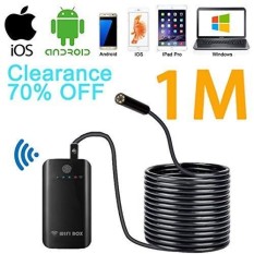 Sansido Endoscope Kamera WIFI Endoskopi Borescope Kamera 2.0 Juta Piksel HD 7 Mm 6 LED Anti-Air Ular Kamera dengan Rana untuk IOS Android iPhone 7/7 Plus/6/6 S, iPad Pro, Samsung (WIFIBOX-Endoscope-1M)-Internasional