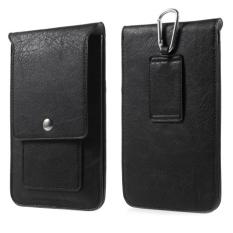Sarung HP Pinggang Kulit untuk 2 HP Handphone dengan Carabiner Ukuran 6 Inch (18 X 10 Cm) / Sarung HP Kulit / Dompet HP Pinggang / Dompet HP Kulit / Tas HP Pinggang / Tas HP Kulit / Tempat HP Pinggang / Tempat HP Kulit